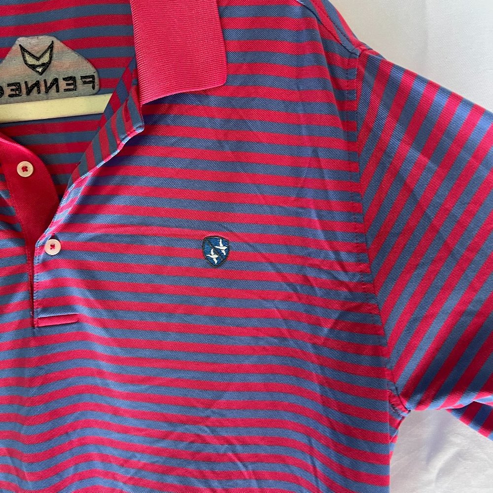 Pink and blue stripe Fennec Medium Golf shirt